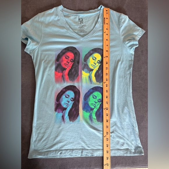 Lana Del Ray Paradise T Shirt Women’s Size Large Blue Short Sleeve Cotton V Neck - Picture 6 of 6